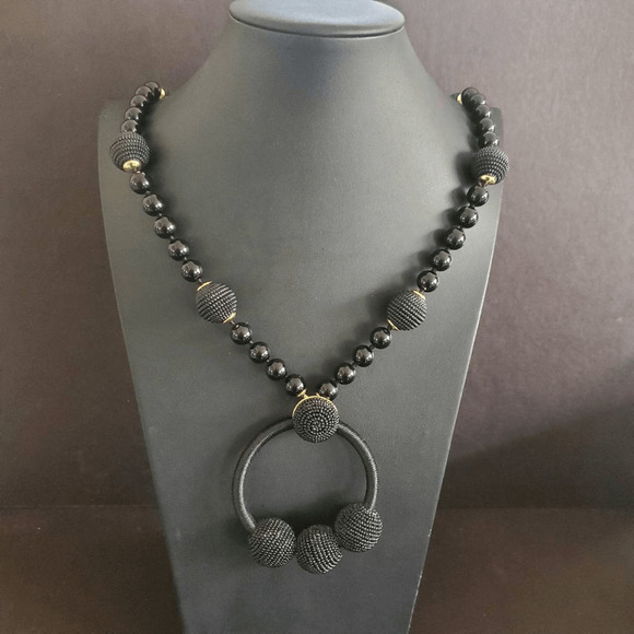 Kate Spade Statement Necklace The Bead Goes On with Large Black Bead Centerpiece - Picture 1 of 7